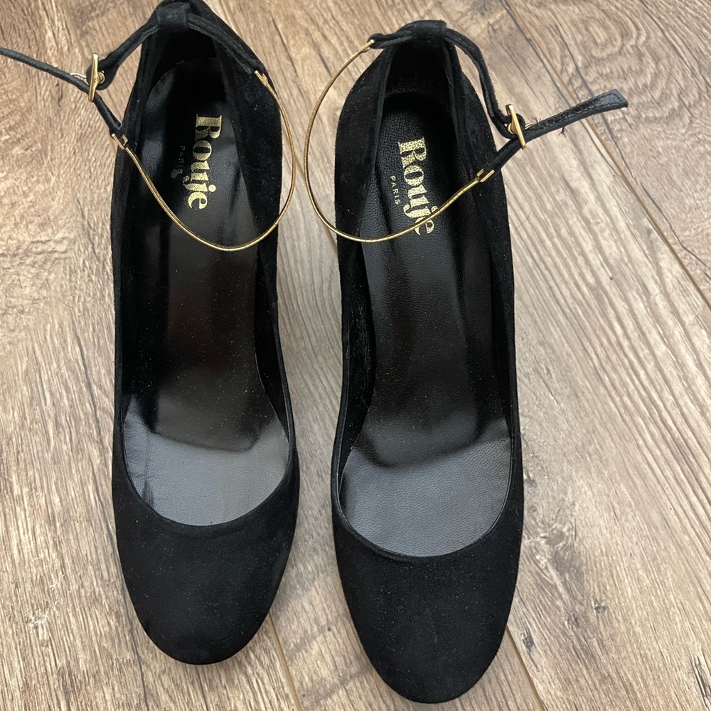 Rouje black suede pumps size 8
